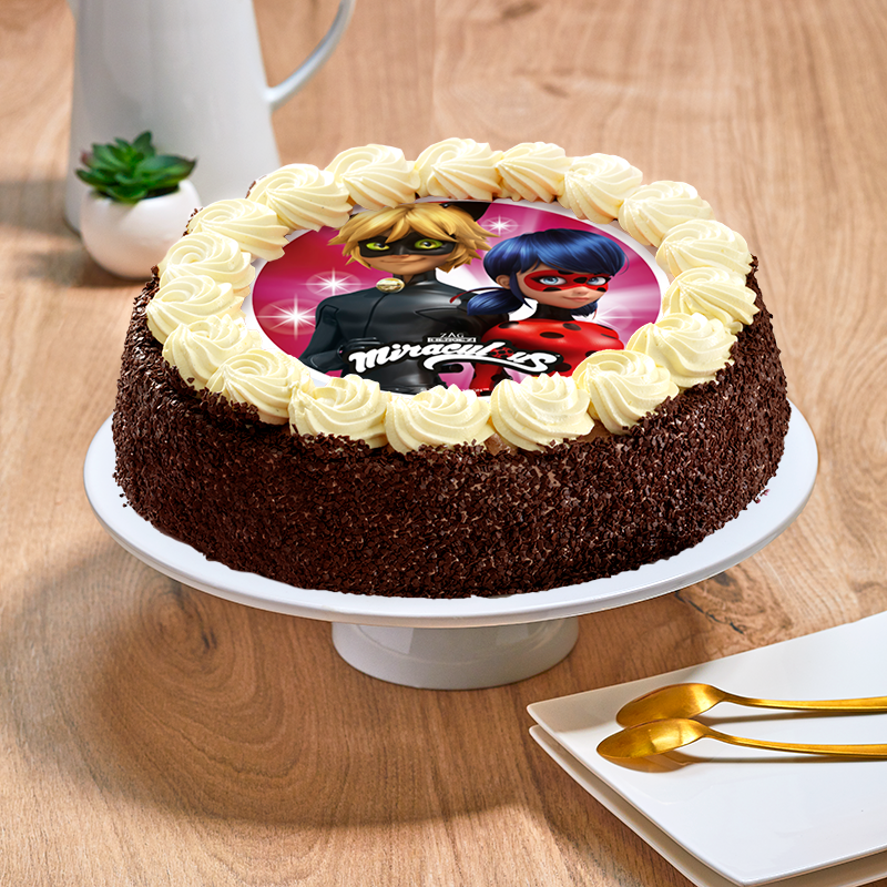 Gâteau au chocolat ou vanille  Miraculous - Anniversaire enfant  - Pâtisserie La Romainville