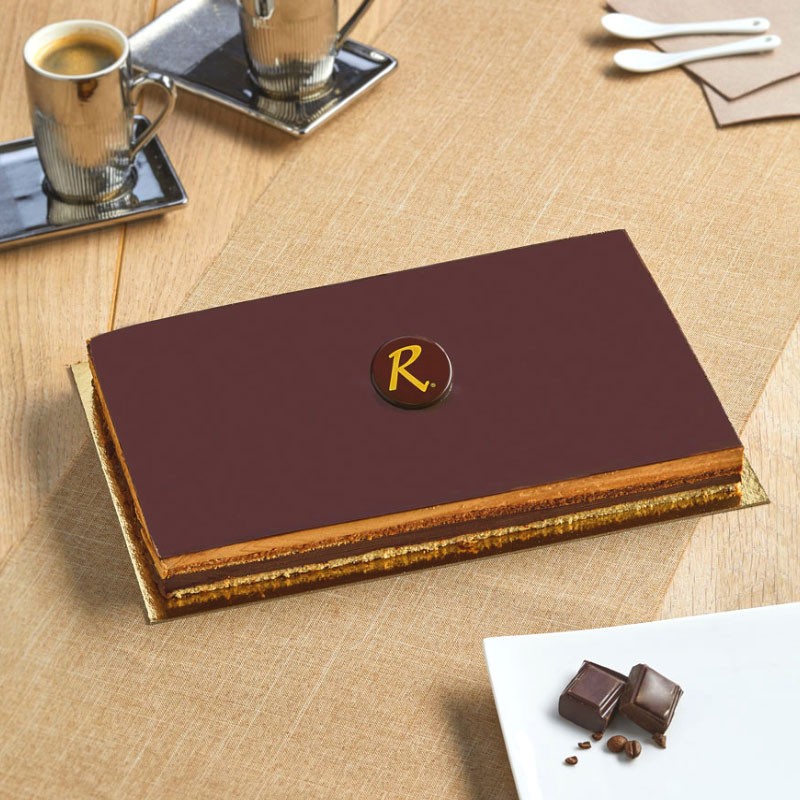 Gâteau Opéra - Crème café et ganache chocolat - Pâtisserie La Romainville